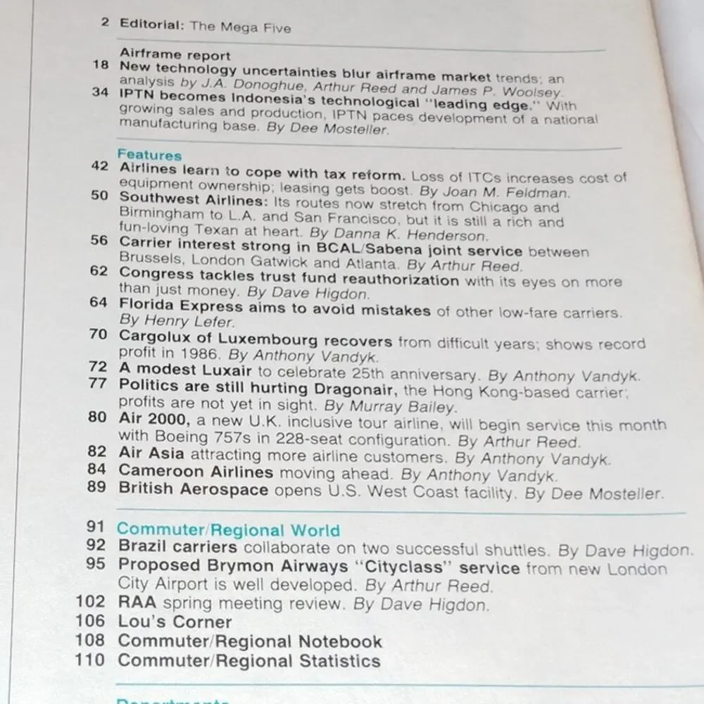 Air Transport World Magazine May 1987 McDonnell Douglas MD-91X Industry Analysis